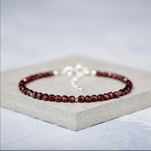 Garnet bracelet red gemstone beaded bracelet sterling silver
